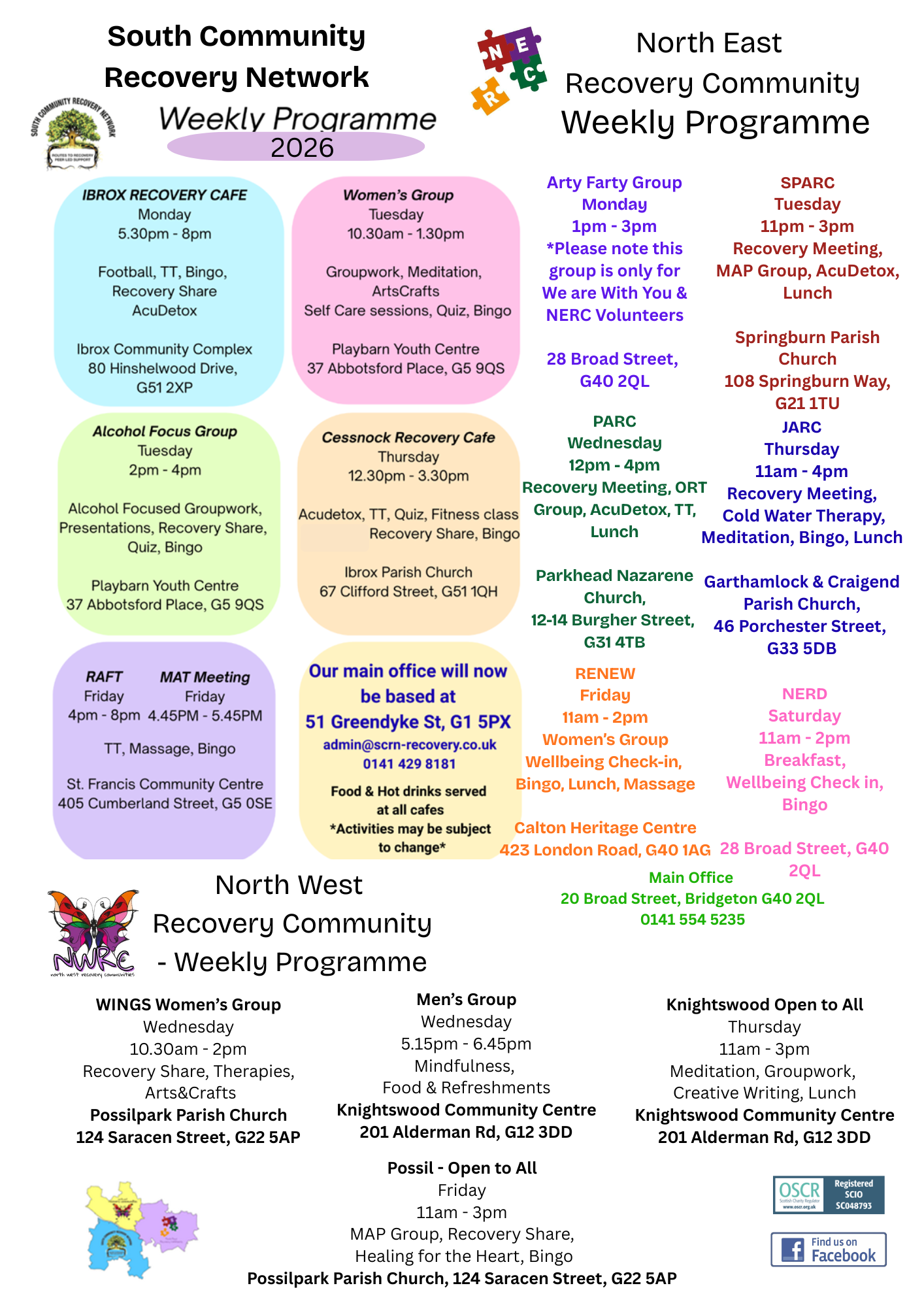 Recovery Communities Weekly Programmes Jan 26